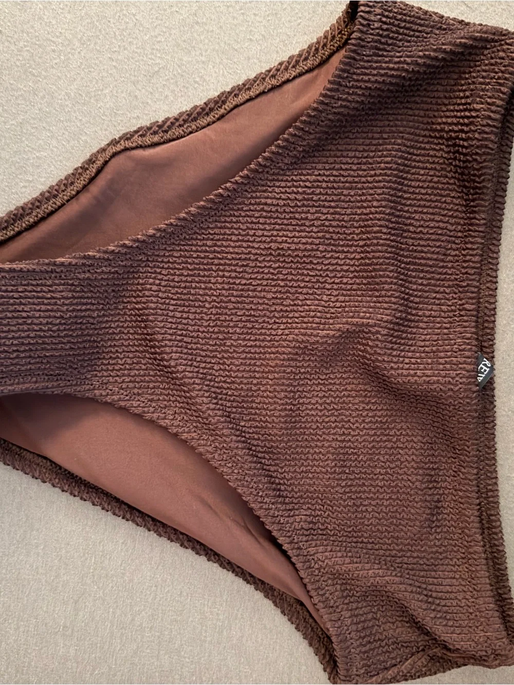 J. Crew Dark Brown Textured Ring-Front Bikini Set